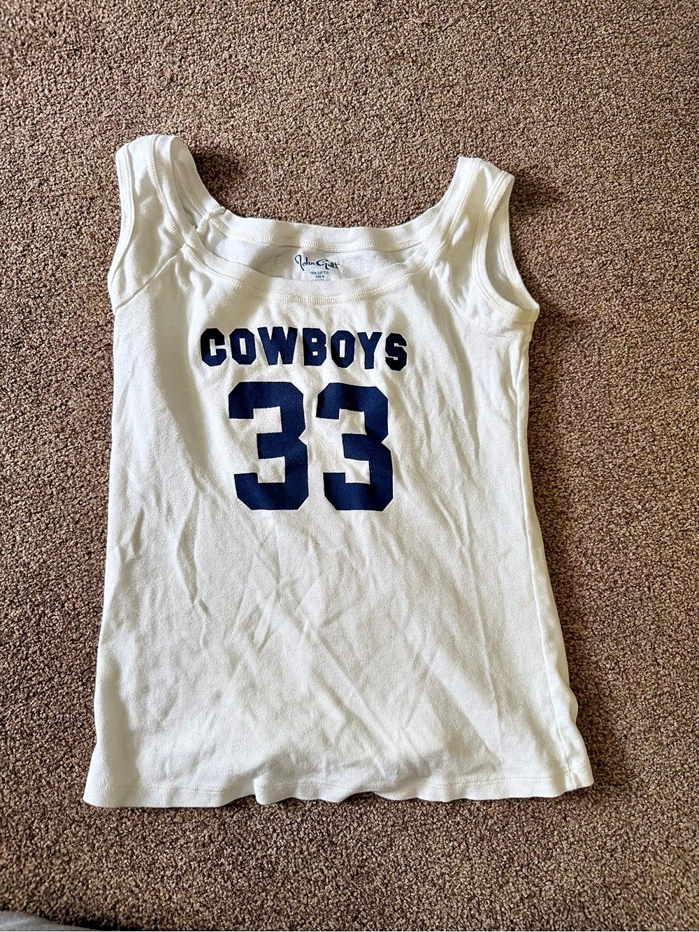 John Galt Cowboys 33 Tank Top Graphic Tank Top in White & Blue